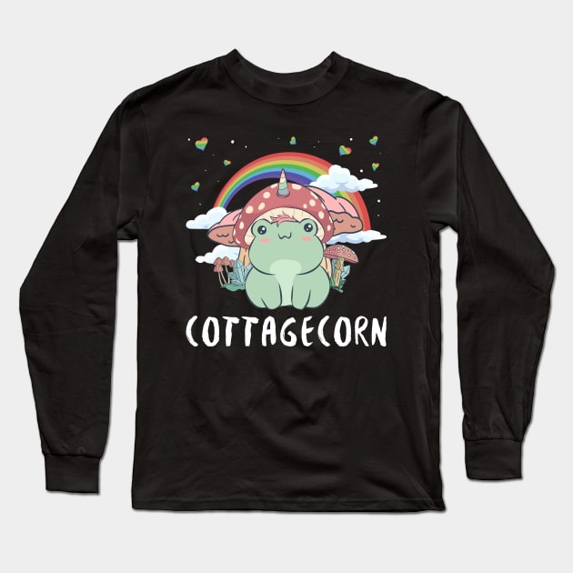 Cottagecore Aesthetic Kawaii Frog Unicorn Mushroom Long Sleeve T-Shirt by Alex21